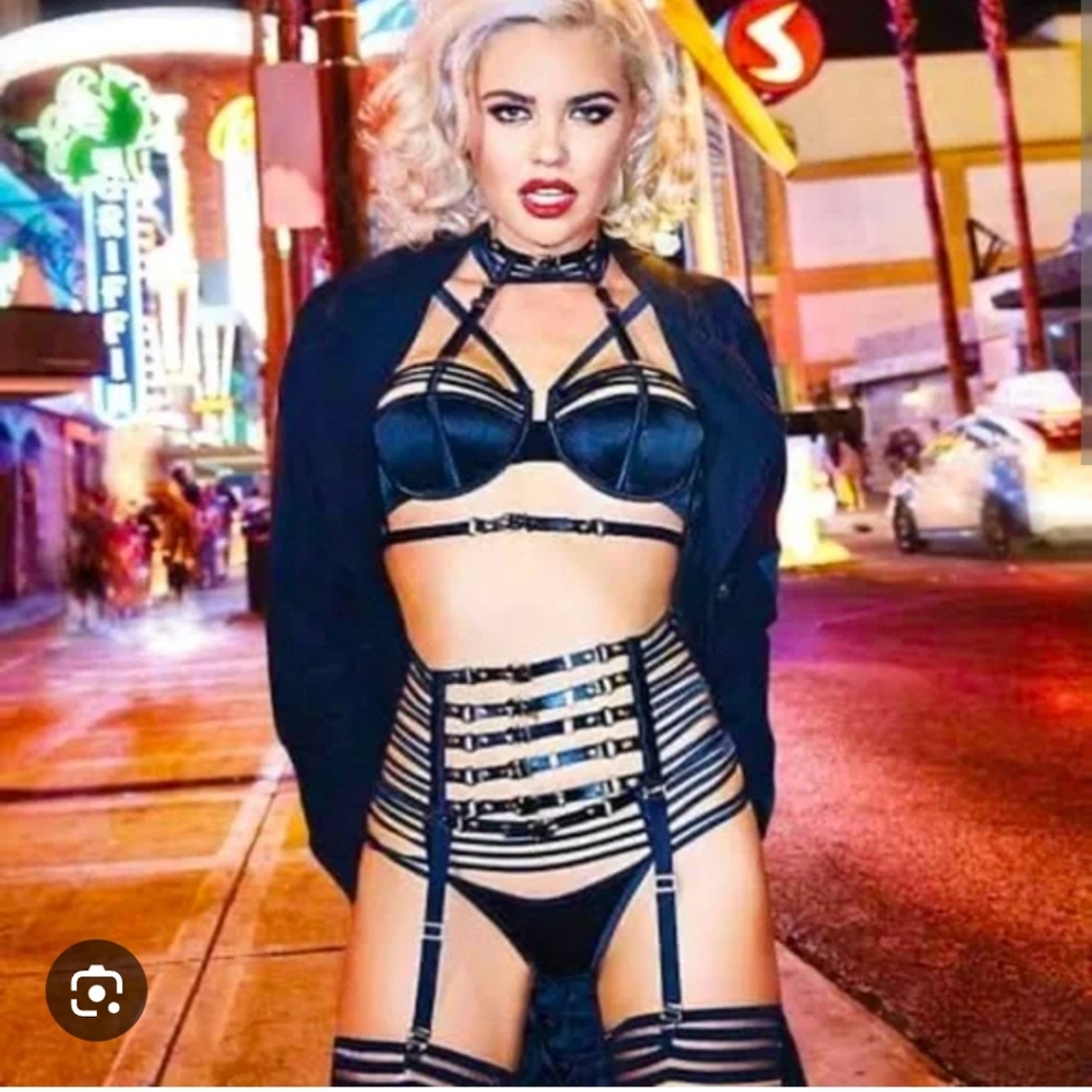 Honey Birdette Black Strappy Bra Set